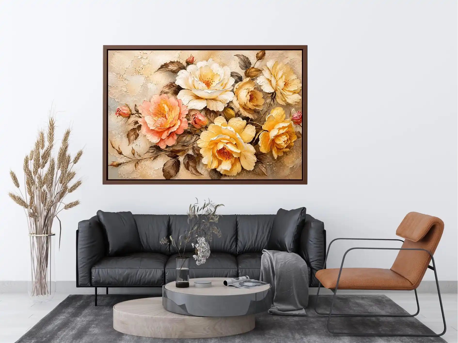Romantic vintage rose bouquet in oil