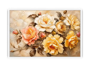 Romantic vintage rose bouquet in oil