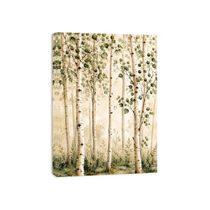 Misty birch grove in soft watercolor