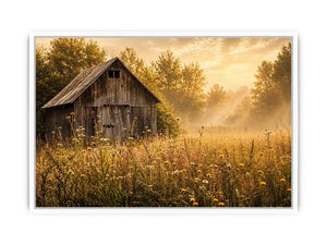 Golden morning in a rural meadow