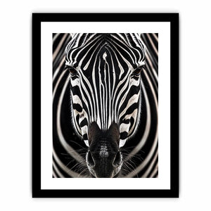 Zebra close-up with striking symmetry