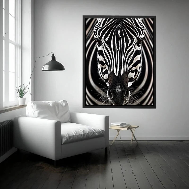 Zebra close-up with striking symmetry
