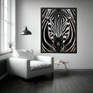 Zebra close-up with striking symmetry
