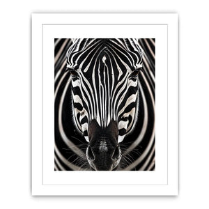 Zebra close-up with striking symmetry