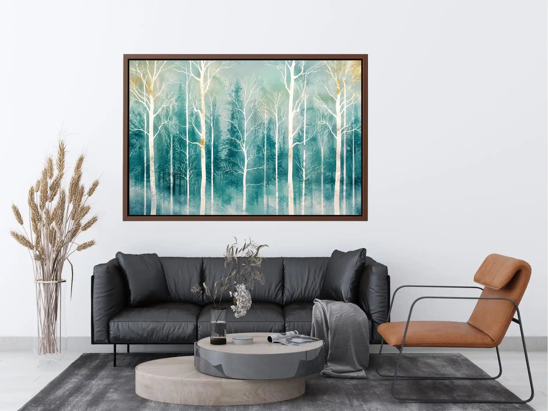 Misty forest with golden accents