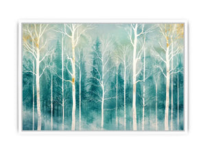 Misty forest with golden accents