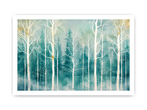 Misty forest with golden accents