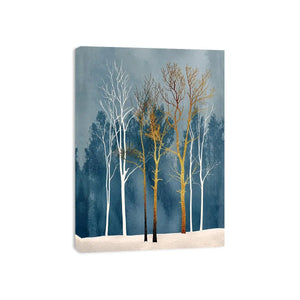 Winter forest in gold and white