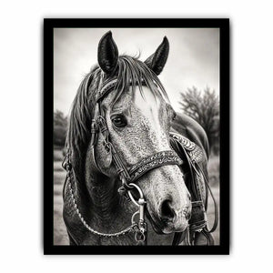 Serene equine portrait in black and white