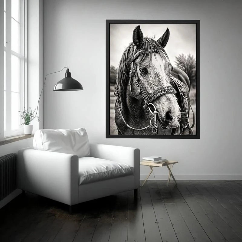 Serene equine portrait in black and white