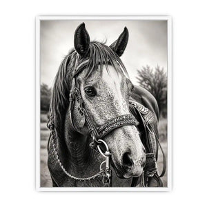 Serene equine portrait in black and white