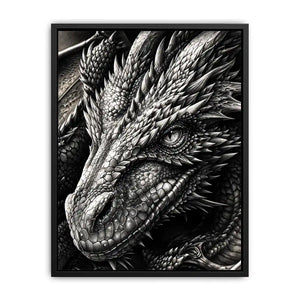 Fierce dragon in monochrome detail