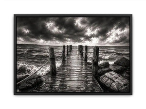 Stormy pier at sea