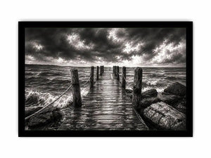 Stormy pier at sea