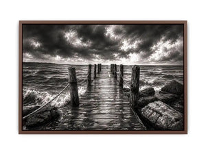 Stormy pier at sea