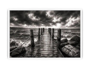 Stormy pier at sea