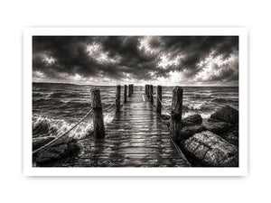 Stormy pier at sea