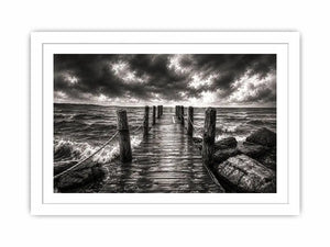 Stormy pier at sea