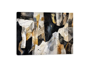 Abstract collage with textured gold accents