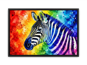 Rainbow-striped zebra in vibrant watercolor