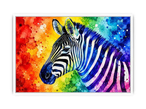 Rainbow-striped zebra in vibrant watercolor
