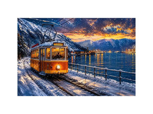 Winter tram journey in Bergen