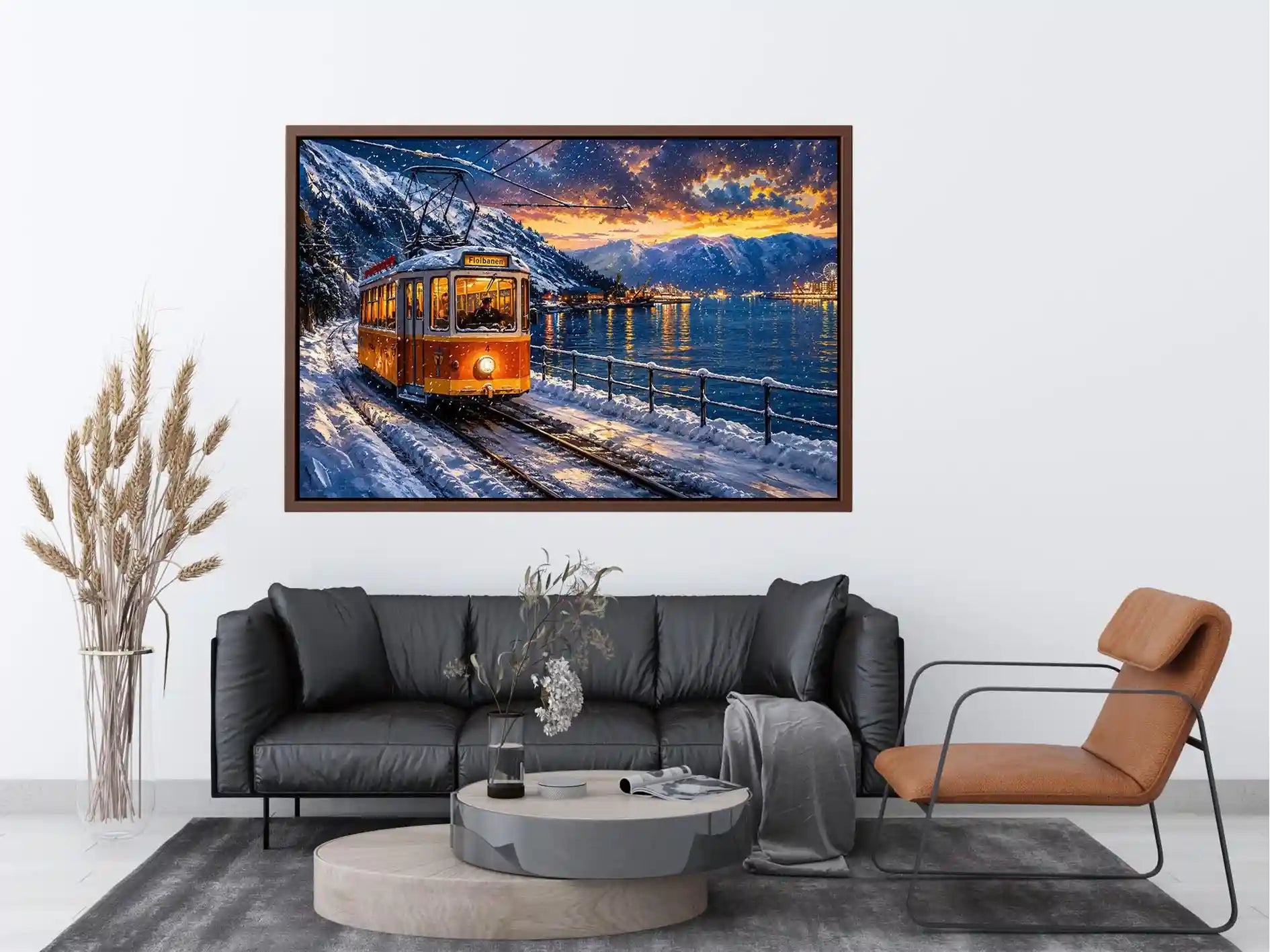 Winter tram journey in Bergen