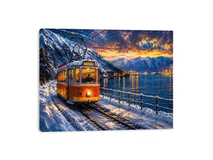 Winter tram journey in Bergen