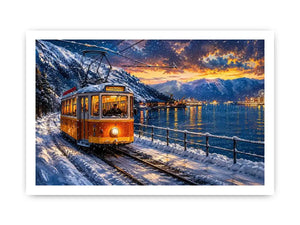 Winter tram journey in Bergen