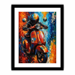 Vibrant Vespa in dynamic cityscape