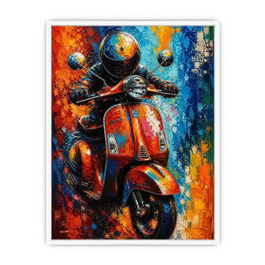 Vibrant Vespa in dynamic cityscape