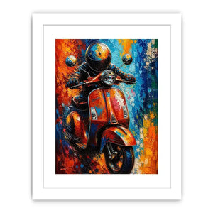 Vibrant Vespa in dynamic cityscape