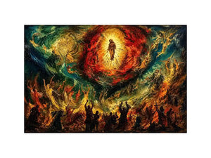 Divine ascension in fiery chaos