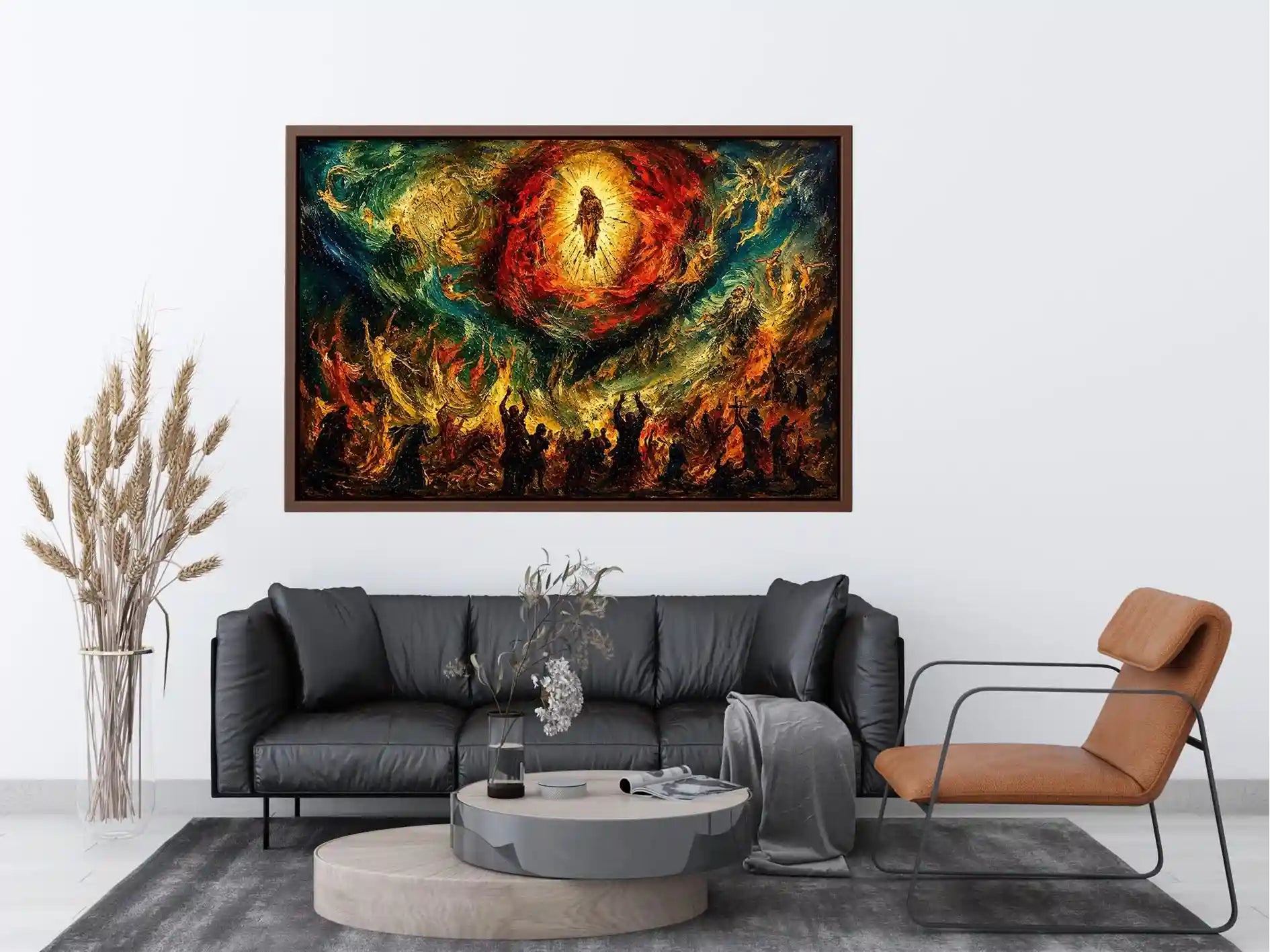 Divine ascension in fiery chaos