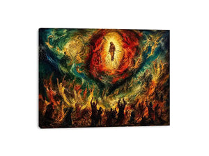 Divine ascension in fiery chaos