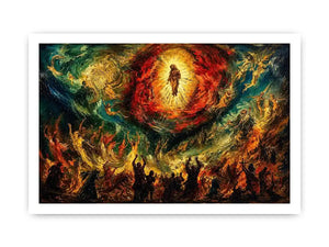 Divine ascension in fiery chaos