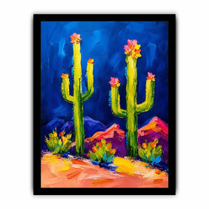 Vibrant cactus desert landscape in color
