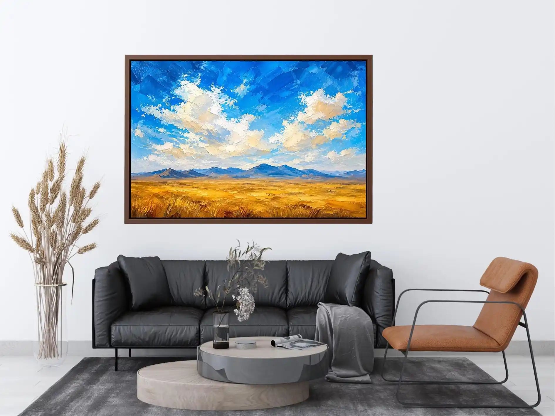 Vast golden plains beneath dramatic skies