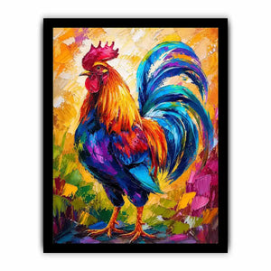 Vibrant rooster in abstract colors