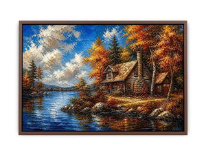 Lakeside autumn cabin retreat