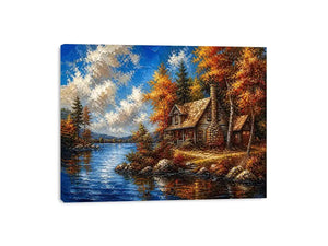 Lakeside autumn cabin retreat