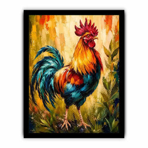 Majestic rooster in vibrant brushstrokes