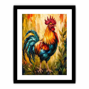 Majestic rooster in vibrant brushstrokes