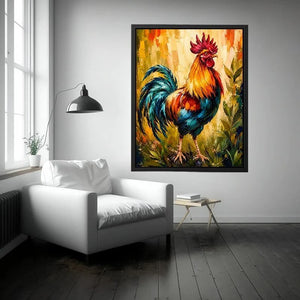 Majestic rooster in vibrant brushstrokes