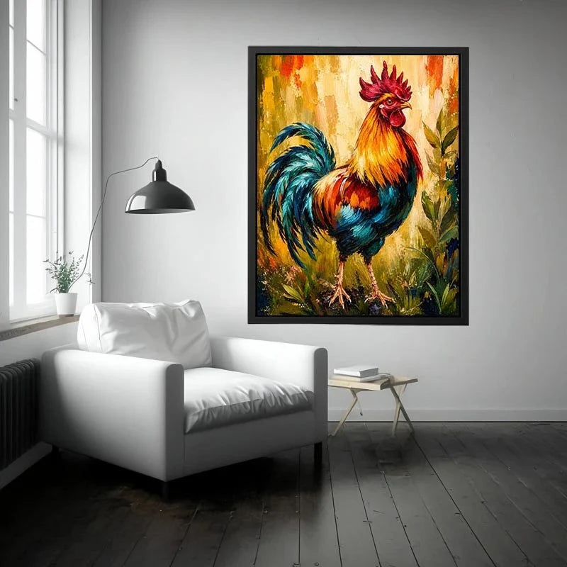 Majestic rooster in vibrant brushstrokes