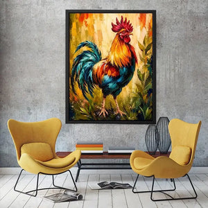 Majestic rooster in vibrant brushstrokes