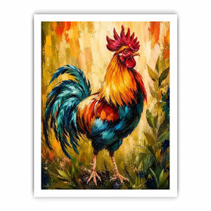 Majestic rooster in vibrant brushstrokes