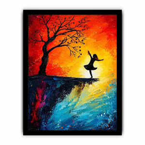 Dancing silhouette against fiery sunset