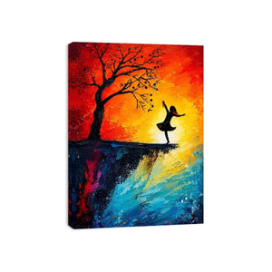 Dancing silhouette against fiery sunset
