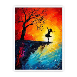 Dancing silhouette against fiery sunset